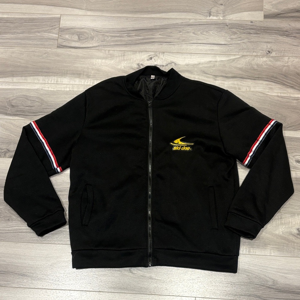Black Varsity Jacket with Red and White Accents